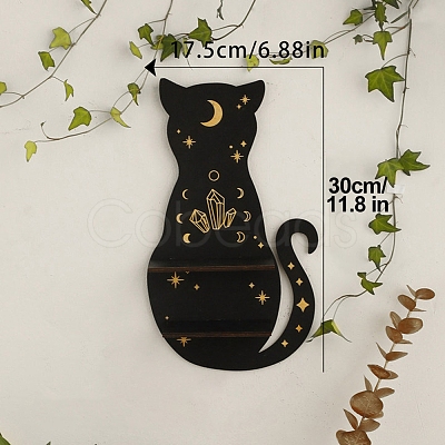 Wooden Cat Shelf for Crystals PW-WG31481-02-1