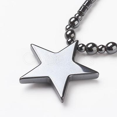 Non-magnetic Synthetic Hematite Pendant Necklaces NJEW-G290-05-1