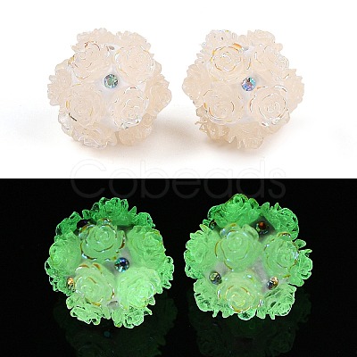 Acrylic Handmade Luminous Polymer Clay Rhinestone Beads CLAY-H003-06D-1