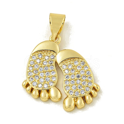 Rack Plating Brass Pave Cubic Zirconia Pendants KK-U029-26G-1