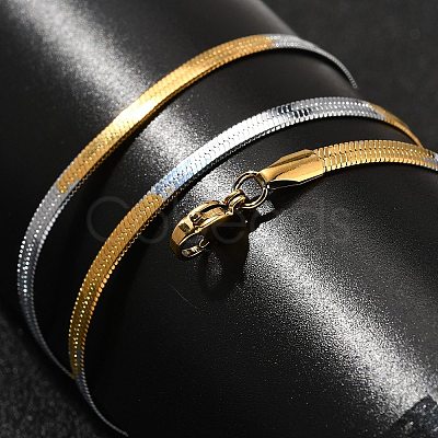 Titanium Steel Flat Snake Chain Necklaces for Men Women NJEW-G160-04GP-02-1