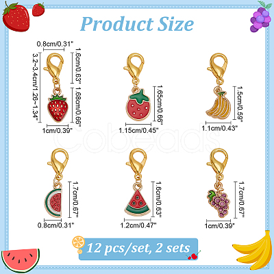 Fruit Alloy Enamel Pendant Locking Stitch Markers HJEW-AB00132-1