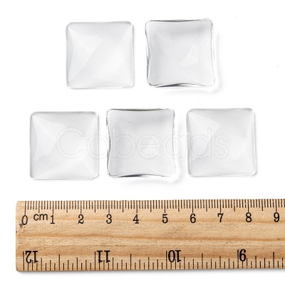 Clear Square Transparent Glass Cabochons X-GGLA-S013-25x25mm-1-1