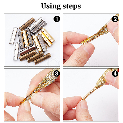 Gorgecraft 120Pcs 4 Colors Brass Metal Tip Ends KK-GF0001-08-1