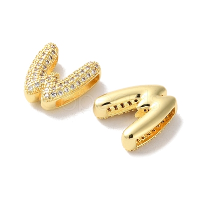 Rack Plating Brass Micro Pave Cubic Zirconia Slide Charms KK-C084-34G-W-1