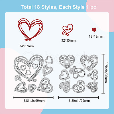 Valentine's Day Heart Carbon Steel Cutting Dies Stencils DIY-WH0309-1554-1