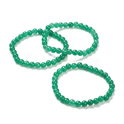 Dyed Natural Jade Beaded Stretch Bracelets BJEW-A117-B-34-1