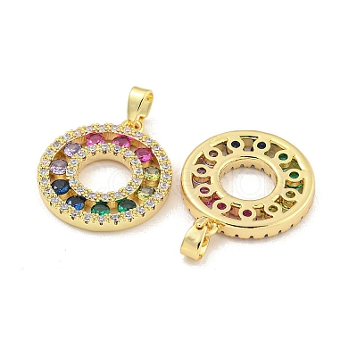 Round Rack Plating Brass Cubic Zirconia Pendants X-KK-M291-07G-1