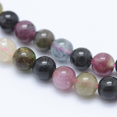 Natural Tourmaline Beads Strands G-J373-08-4mm-1