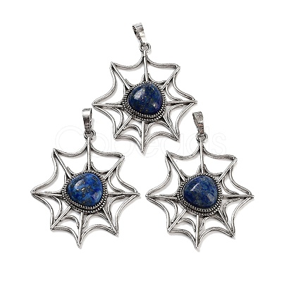 Natural Lapis Lazuli Spider Web Pendants G-Q163-09AS-03-1