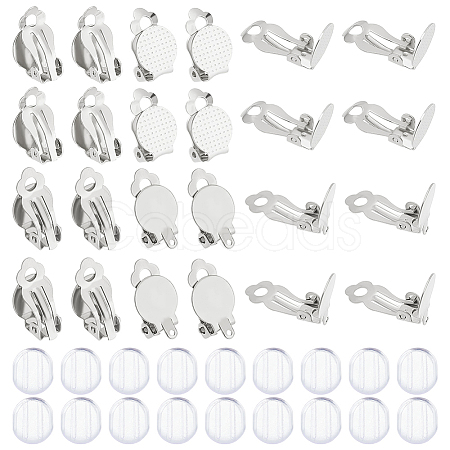 Unicraftale 60Pcs 2 Size 304 Stainless Steel Clip-on Earring Findings STAS-UN0040-60-1