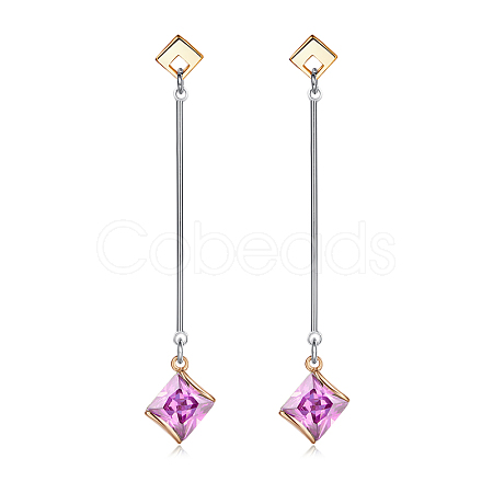 Eco-Friendly Brass Micro Pave Cubic Zirconia Dangle Stud Earring EJEW-EE0004-22GP-01-1