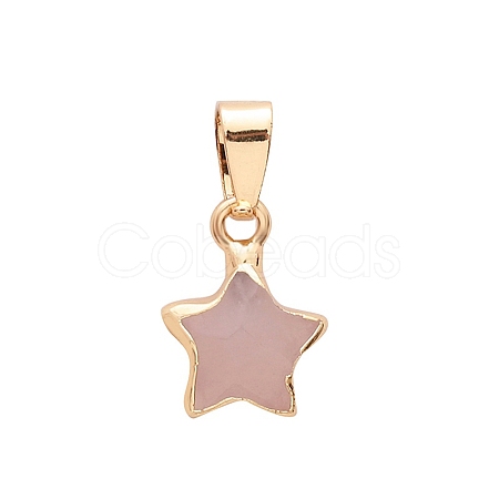 Natural Rose Quartz Faceted Star Charms PW-WG77789-06-1