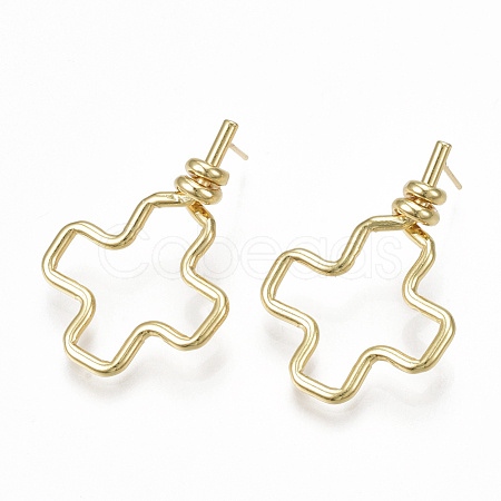 Brass Stud Earrings KK-S348-374-1