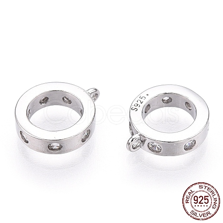 Rhodium Plated 925 Sterling Silver Micro Pave Cubic Zirconia Charms STER-T004-31P-1