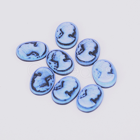 Resin Cameo Lady Head Cabochons CRES-WH0002-01B-1