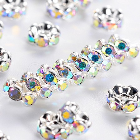Brass Rhinestone Spacer Beads X-RB-A014-L5mm-28S-NF-1