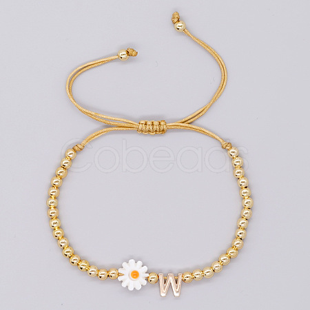 Golden Tone Daisy Braided Bead Bracelets WY1454-23-1