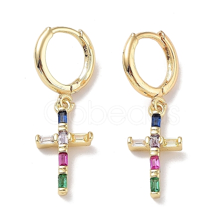Real 18K Gold Plated Brass Dangle Hoop Earrings EJEW-L269-035G-02-1