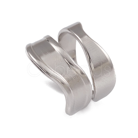 Non-Tarnish 304 Stainless Steel Twist Wave Open Cuff Rings for Women RJEW-G285-26P-1