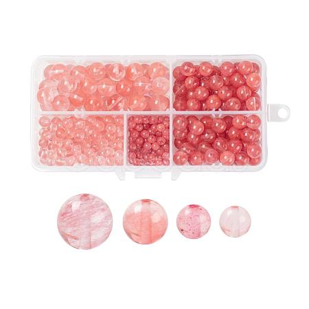 340Pcs 4 Sizes Cherry Quartz Glass Beads Sets G-LS0001-30-1