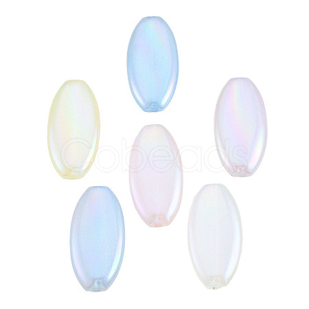 Rainbow Iridescent Plating Acrylic Beads X-OACR-N010-066-1
