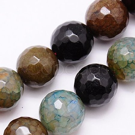 Natural Crackle Agate Beads Strands G-G445-14mm-10-1