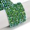 Electroplate Glass Beads Strands, Pearl Luster Plated, Faceted, Star, Green, 3x4x4mm, Hole: 1mm, about 98pcs/strand, 12.60''(32cm)