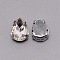 Sew on Rhinestone, Glass Rhinestone, with Platinum Stainless Steel Prong Settings, Garments Accessories, Teardrop, Crystal, 14x10x5mm, Hole: 1mm