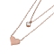 Ion Plating(IP) 304 Stainless Steel Cable Necklaces, Heart & Flat Round with Rhinestone Pendant Necklaces for Women, Rose Gold, 15.94 inch(40.5cm)