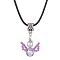 Glass Seed Beads & Glass Pearl Angel Pendant Necklaces, Imitation Leather Cord Necklaces for Women, Medium Orchid, 17.60 inch(44.7cm)