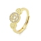 Brass Micro Pave Cubic Zirconia Adjustable Rings for Women, Long-Lasting Plated, Golden, Inner Diameter: 16mm