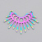 Ion Plating(IP) 201 Stainless Steel Pendant Links, Laser Cut, Sunlight, Rainbow Color, 24x36x1mm, Hole: 1.5mm