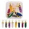 Natural Mixed Gemstone Pointed Pendants, with Alloy Finding, Golden, Bullet, Platinum & Golden, 37~40x12.5x10mm, Hole: 3x4.5mm, 8pcs/box