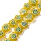 Handmade Millefiori Lampwork Beads Strands, Flower, Gold, 13x13x3.5mm, Hole: 0.6mm, about 28pcs/strand, 13.58''(34.5cm)