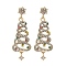 Christmas Trees Alloy Rhinestone Dangle Stud Earrings, with 304 Stainless Steel Pins for Women, Light Gold, 48.4x16.2mm