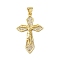 Brass Micro Pave Cubic Zirconia Pendants, Cross, Real 18K Gold Plated, 34x21x3mm, Hole: 4.5x3.5mm