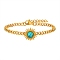 Stainless Steel Curb Chains Bracelets, with Synthetic Turquoise, Sun, 6-1/4~7-1/8 inch(16~18cm)