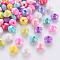 Opaque Acrylic Beads, AB Color Plated, Faceted Rondelle, Mixed Color, 8x5.5mm, Hole: 1.6mm, about 3125pcs/500g