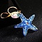 Diamond-Studded Starfish Shell Car Zinc Alloy Keychain Acrylic Cute Men and Women Bag Pendant Metal Keychain Ring Gift, Dodger Blue, 17x8cm