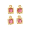 Rack Plating Brass Glass Pendants, Cadmium Free & Lead Free, Long-Lasting Plated, Square, Golden, Hot Pink, 7x4.5x2mm, Hole: 1mm