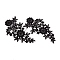 Lace Embroidery Costume Accessories, Applique Patch, Sewing Craft Decoration, Flower, Black, 260x170x1.5mm, 2pcs/set