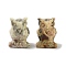 Natural Crazy Agate Carved Figurines, for Home Office Desktop Decoration, Owl, 15.5~18.5x13~15x22~24mm