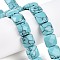 Synthetic Turquoise Beads Strands, Faceted Square, 12~12.5x12~12.5x5.5~6mm, Hole: 1.2mm, about 17pcs/strand, 8.07~8.4''(20.5~21cm)