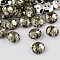 2-Hole Taiwan Acrylic Rhinestone Flat Round Buttons, Faceted & Silver Plated Pointed Back, Light Grey, 11.5x4.5mm, Hole: 1mm