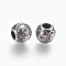 316 Surgical Stainless Steel European Beads, Large Hole Beads, Rondelle, Taurus, Antique Silver, 10x9mm, Hole: 4mm