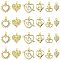 12Pcs 6 Styles Rack Plating Brass Pave Cubic Zirconia Pendants, Lead Free & Cadmium Free, with Jump Ring, Long-Lasting Plated, Heart Charm, Real 18K Gold Plated, 11~18x9~21x2~6mm, Hole: 3.4mm