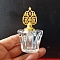 Transparent Glass Perfume Bottles, Refillable Essential Oil Bottles, with Golden Tone Alloy Cover, Flower, 9x4cm