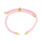 Adjustable Nylon Cotton Cord Making, with Rack Plating Brass Findings, Golden, Pink, 4-3/4~8-7/8 inch(12~22.5cm), 3mm, Hole: 2mm