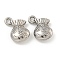 Non-Tarnish 304 Stainless Steel Charms, Money Bag Charm, Stainless Steel Color, 15x14x5mm, Hole: 2mm